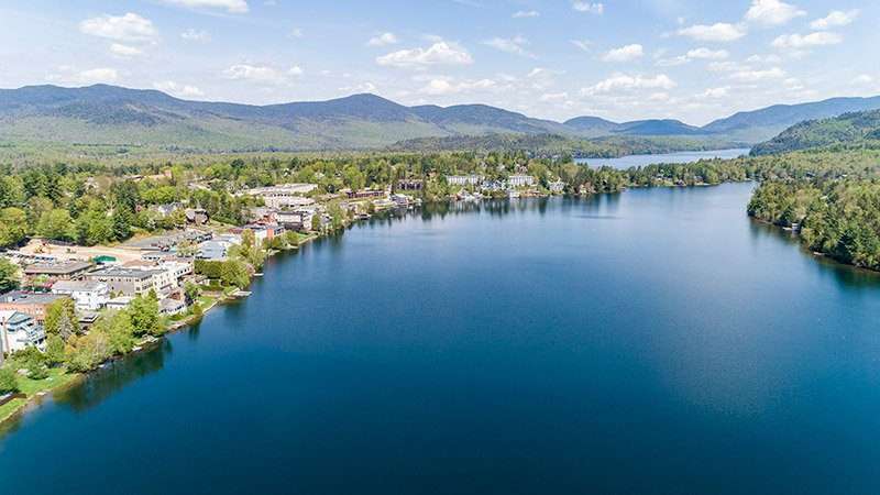 Camp Awesome - Aerial of Mirror Lake and Lake Placid